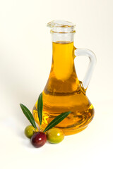 seasonal olive oil isolated on white background
