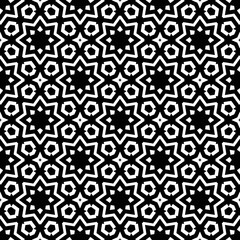 Black, white pattern, geometric wallpaper , seamless texture with flat floral ornament, decorative illustration with simple elemets