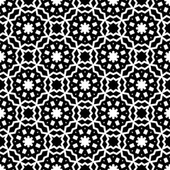 Black, white pattern, geometric wallpaper , seamless texture with flat floral ornament, decorative illustration with simple elemets