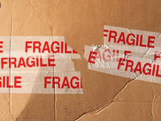 fragile on cardboard packet