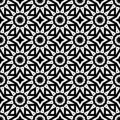 Simple pattern with flower, black and white color, geometric stylish floral cover, texture, background