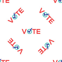 Vote vector icon election seamless pattern. Vote check logo campaign symbol design