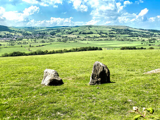 Landscape view from, Crag Lane, of the Aire valley and beyond near, Bradley, Skipton, UK