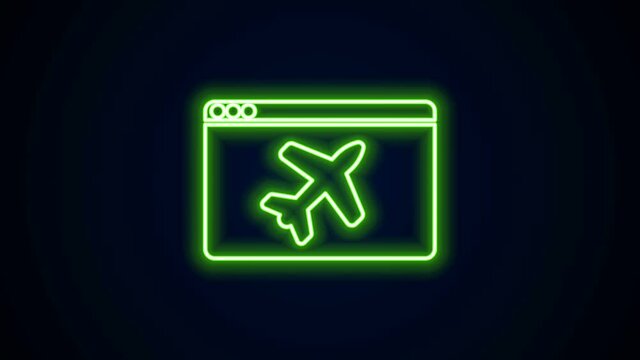 Glowing neon line Website template icon isolated on black background. Internet communication protocol. 4K Video motion graphic animation.