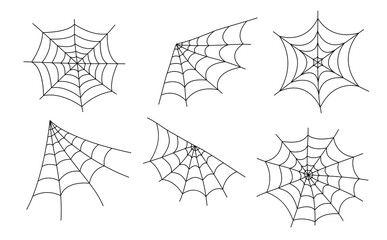 Spider web cobweb vector icon doodle, Spiderweb border circle cartoon net halloween