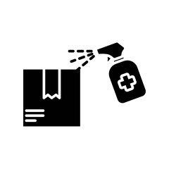 Vector Disinfecting box icon, spray sanitizer, Covid-19 prevention symbol on isolated white background for UI/UX and website.