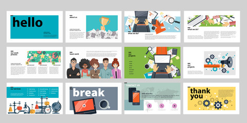 Fototapeta na wymiar Business presentation templates. Flat vector illustration