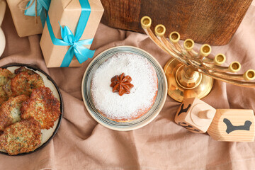 Composition for Hanukkah celebration on table