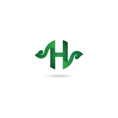 initial h with green logo design icon element template