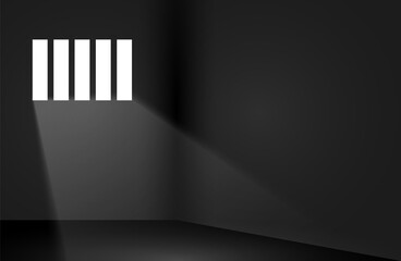 Dungeon prison window background. Jail cell empty window light justice crime prison