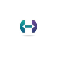 initial h with arrow logo design icon element template