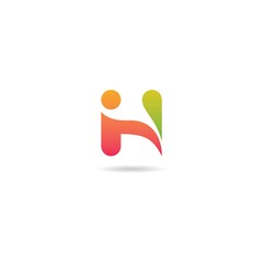 initial h with people logo design icon element template