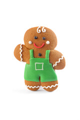 Gingerbread man isolated on white. Delicious Christmas cookie