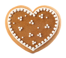 Heart shaped Christmas cookie isolated on white