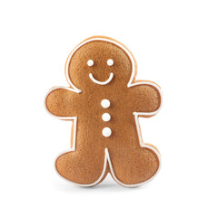 Gingerbread man isolated on white. Delicious Christmas cookie