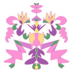 Graphic abstract Medalion flat color creative  and unique Logo element design with symmetry and linework color block