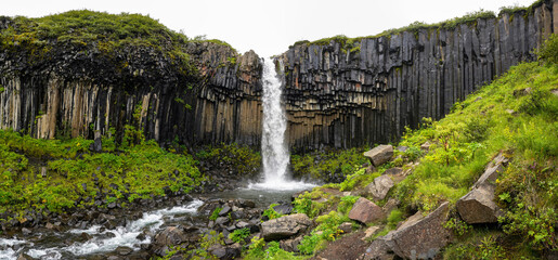 Mysterious Svartifoss waterfall in Skaftafell National Park, Iceland © Adrià Escobet