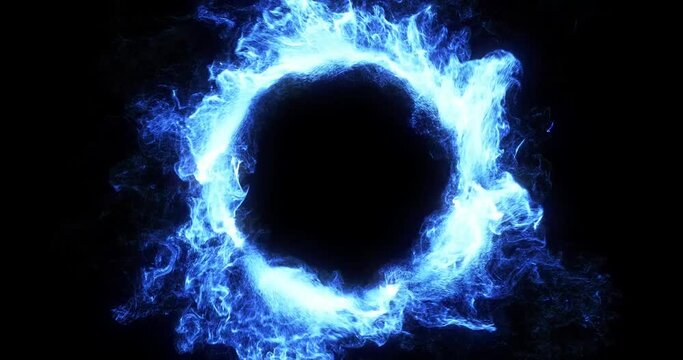 Abstract blue energy vortex for logo reveal. swirling particles motion graphic for easy overlay. 2 clips available, 1 loop and 1 in-out sequence. swirling, twister effect. 3D render, 4K loop
