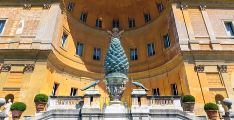 peacock garden in the vatican city in rome, italy. Architecture and building concept. - obrazy, fototapety, plakaty