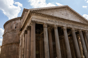 Fototapeta na wymiar Pantheon roman temple and catholic church in rome Italy. Architecture and travelling concept.
