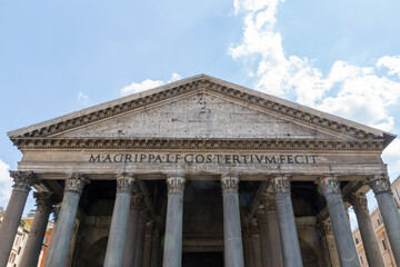 Pantheon roman temple and catholic church in rome Italy. Architecture and travelling concept.
