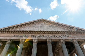 Pantheon roman temple and catholic church in rome Italy. Architecture and travelling concept.