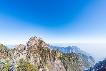 Rime on a sunny afternoon in Huangshan Scenic Area, Anhui, China