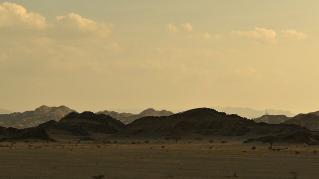 Landscape with mountains at sunset, Saudi Arabia, KSA © Olya GY