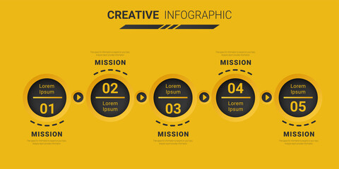 Infographic design template with numbers 5 option can be used for workflow layout, diagram, number step up options. 