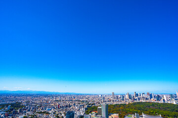 Fototapeta premium 【渋谷スカイより・広角撮影】東京都、都市景観/新宿副都心・代々木公園方面