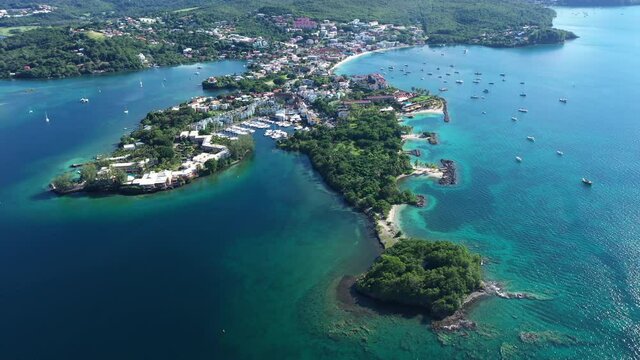Drone view of la pointe du bout touristic destination Martinique 