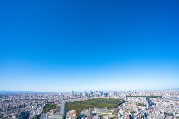 【渋谷スカイより・広角撮影】東京都、都市景観/新宿副都心・代々木公園方面