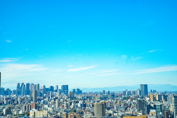 【文京シビックセンターより】東京都内、都市景観/新宿・副都心方面