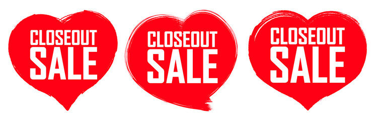 Set Closeout Sale banners, discount tags design template, vector illustration