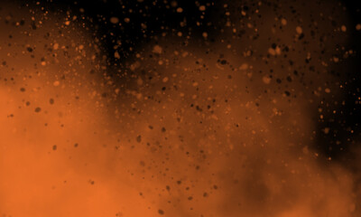 Pumpkin color smoke on black background