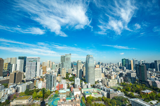  【東京タワーより】東京都内、都市景観/銀座・新橋・有楽町方面