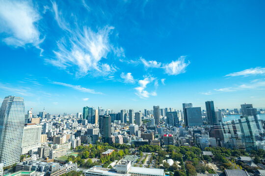【東京タワーより】東京都内、都市景観/品川方面