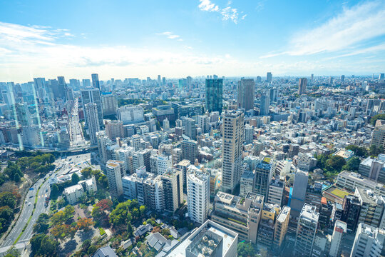 【東京タワーより】東京都内、都市景観/港区方面