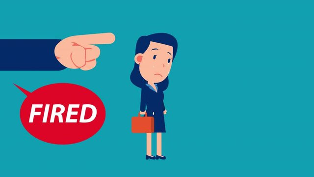 Dismissed person, Job reduction. Animation business cartoon