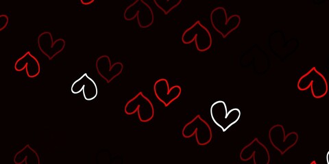 Light Orange vector pattern with colorful hearts.