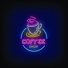 Coffee Shop Neon Signs Style Text Vector