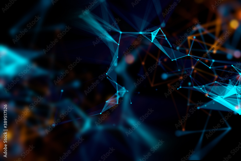 Poster dots and lines connection on abstract technology background.