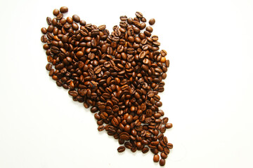 Coffee beans on white background