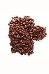 Coffee beans on white background