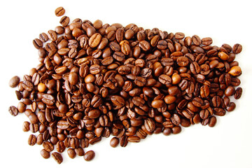 Coffee beans on white background
