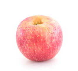 A red apple with water drops on white background