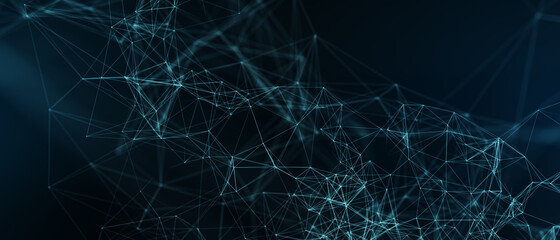 Abstract futuristic - technology with polygonal shapes on dark blue background. Design digital technology concept. 3d illustration.