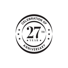 27th year anniversary logo design template