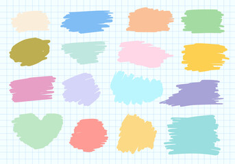 Set of cute pastel brush stroke collection set