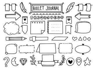 Cute bullet journal doodle drawing banner element for scrapbook design